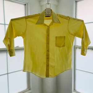 Vintage SEARS Perma Prest Thin Yellow Big Collar Shirt - Men’s L - 17 33 Spread